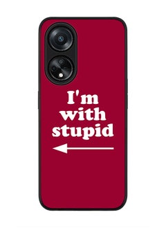 Rugged Black edge case for Oppo A98 5G, Slim fit Soft Case Flexible Rubber Edges Anti Drop TPU Gel Thin Cover- I'm with stupid