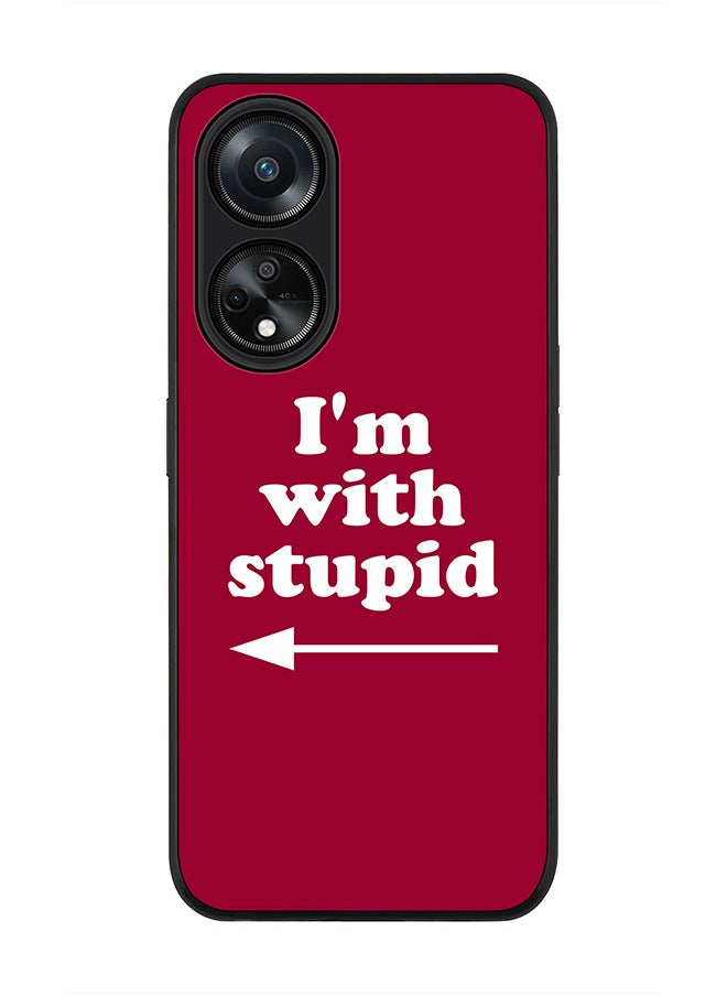 Stylizedd Rugged Black edge case for Oppo A98 5G, Slim fit Soft Case Flexible Rubber Edges Anti Drop TPU Gel Thin Cover- I'm with stupid  - Image 1