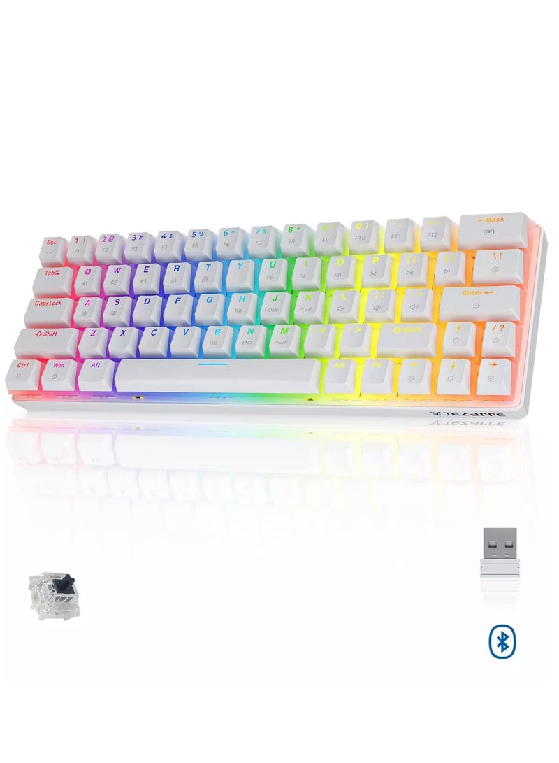 Tezarre TK63 Pro Wireless Keyboard Bluetooth/2.4G/USB Wired 60% Mechanical Gaming Keyboard RGB Backlit PBT Pudding Keycaps Hot-Swappable (Gateron Red Switch)  - Image 1