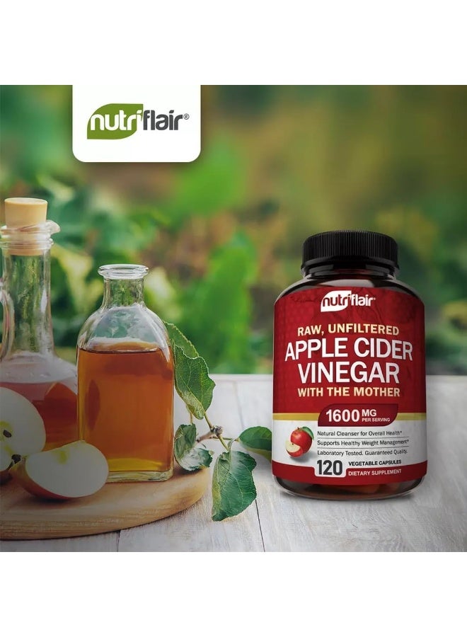 NutriFlair Apple cider vinegar capsules for weight loss 1600mg 120 capsules - Image 2