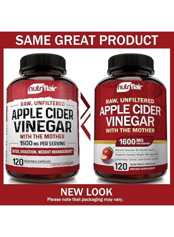 NutriFlair Apple cider vinegar capsules for weight loss 1600mg 120 capsules - Image 5