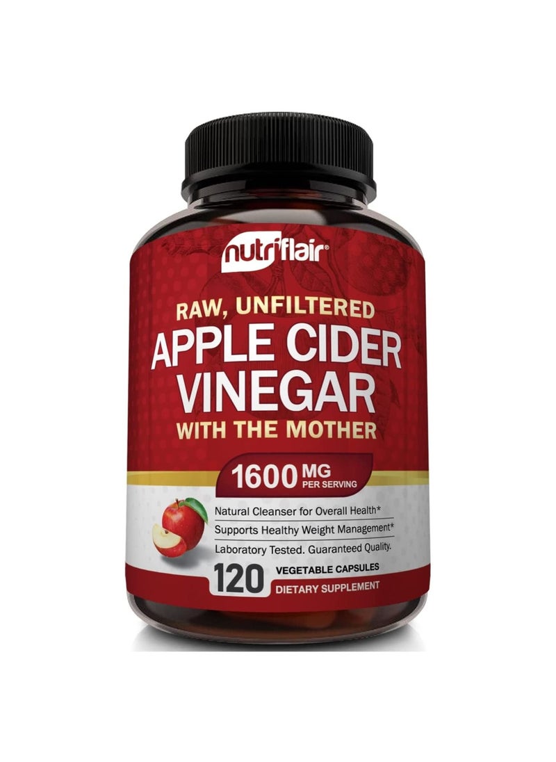 NutriFlair - Apple cider vinegar capsules for weight loss 1600mg 120 capsules - Image 1