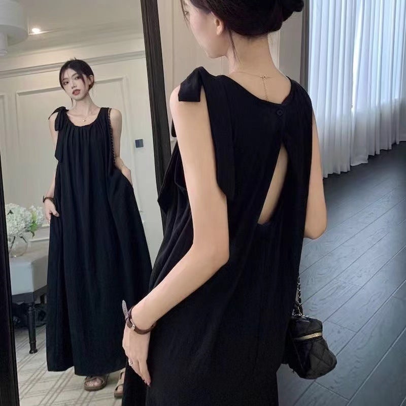 Summer French Vest Sleeveless Neck Hanging Strap Dress Children'S Beach Dress Seaside Holiday Long Dress - Image 2