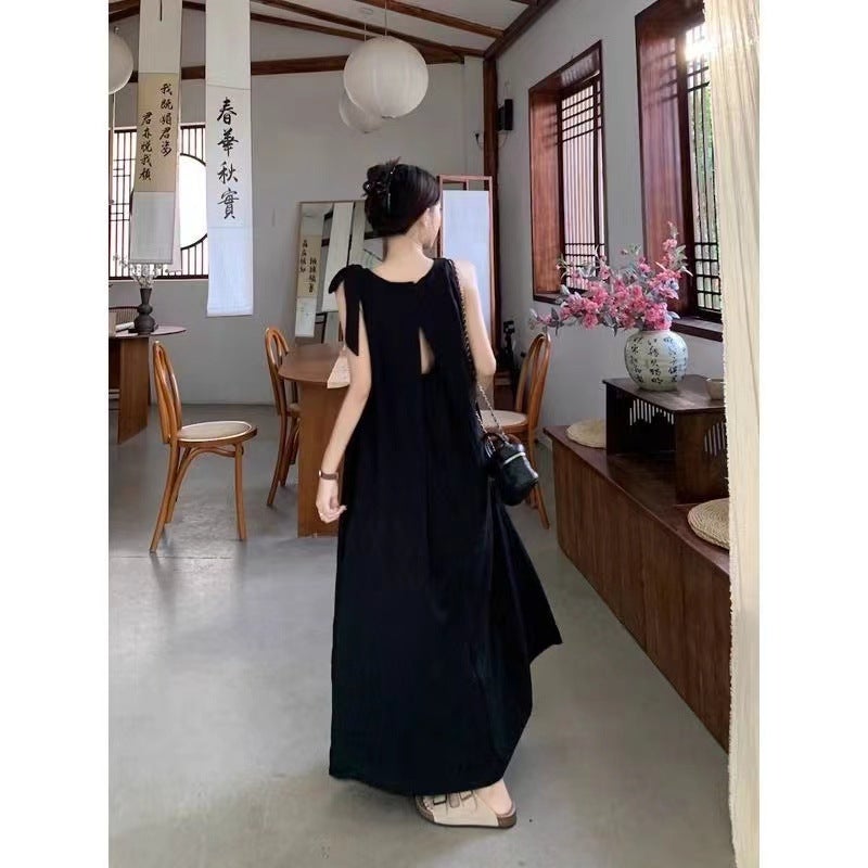 Summer French Vest Sleeveless Neck Hanging Strap Dress Children'S Beach Dress Seaside Holiday Long Dress - Image 3