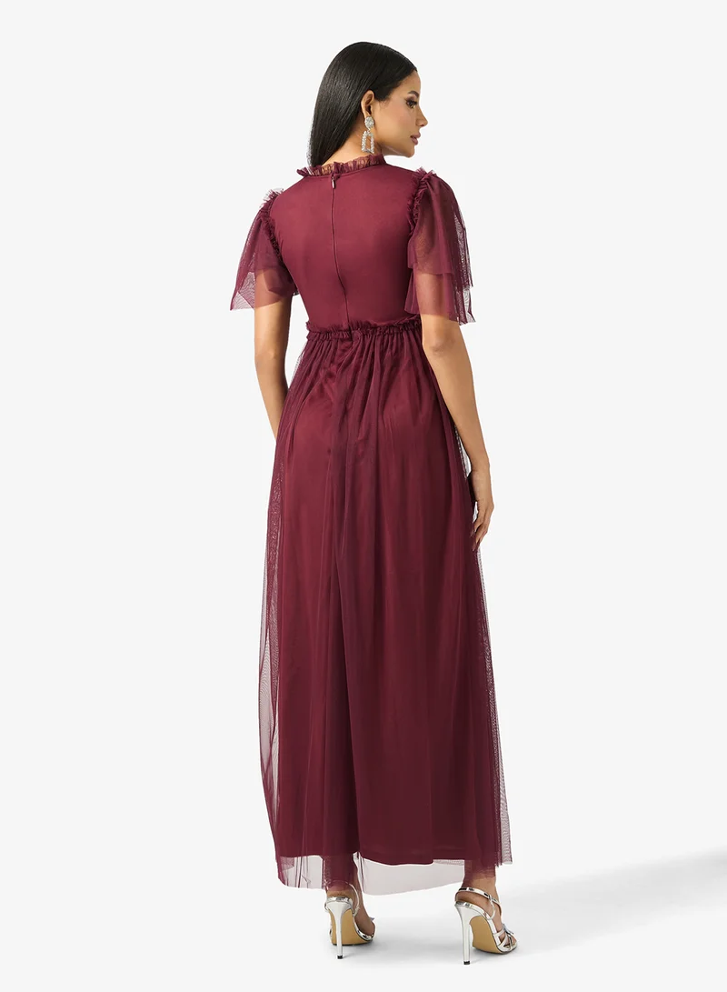 Frock and Frill Embellished Mesh Detailed Maxi Dress