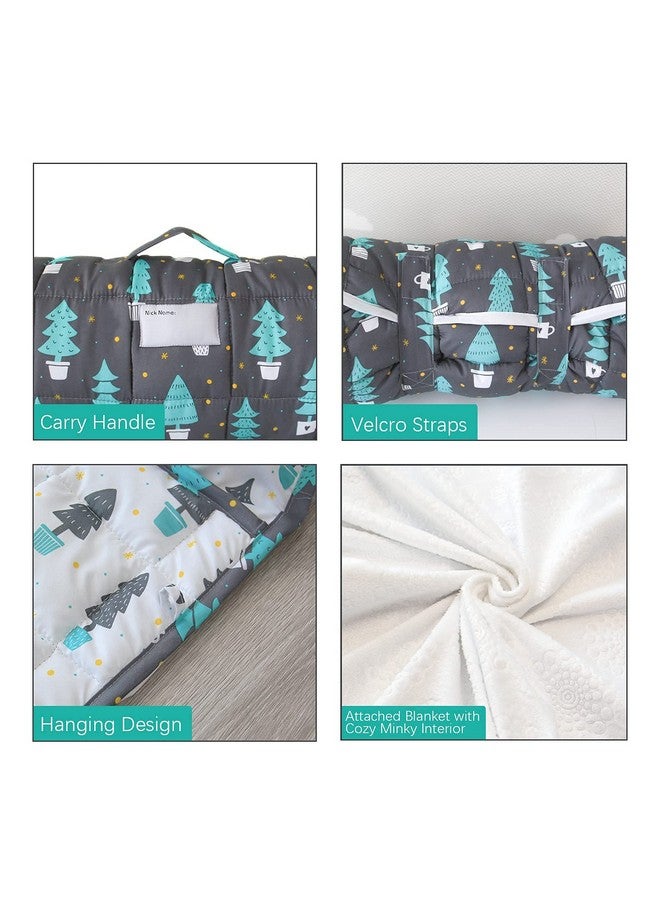 Biloban Toddler Nap Mat with Pillow and Blanket, Cot Nap Mats for Daycare Preschool, Lightweight Portable Travel Sleeping Bag for Kids, Warm & Skin-Friendly, Dark Woods, 50" x 21" - Image 2