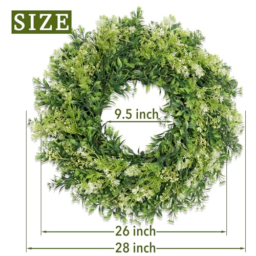 JDKPK 28 Inch Large Eucalyptus Wreaths for Front Door Artificial Green Leaves Greenery Indoor Outdoor Wreath Home Decor Porch Window Wall Farmhouse Door Decorations Spring Summer Fall All Seasons - Image 4