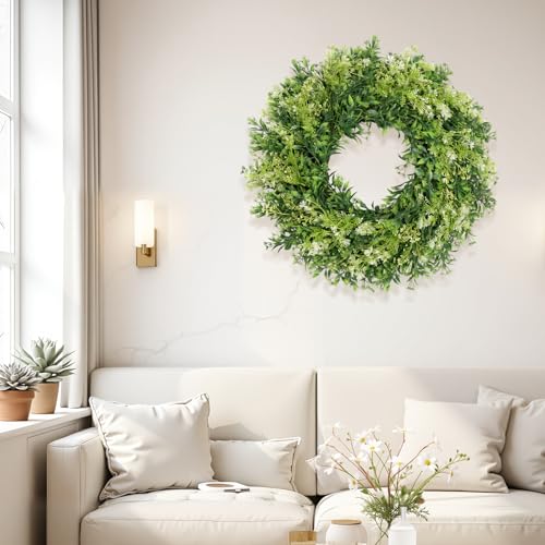 JDKPK 28 Inch Large Eucalyptus Wreaths for Front Door Artificial Green Leaves Greenery Indoor Outdoor Wreath Home Decor Porch Window Wall Farmhouse Door Decorations Spring Summer Fall All Seasons - Image 3