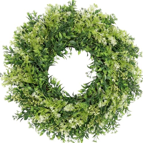 JDKPK 28 Inch Large Eucalyptus Wreaths for Front Door Artificial Green Leaves Greenery Indoor Outdoor Wreath Home Decor Porch Window Wall Farmhouse Door Decorations Spring Summer Fall All Seasons - Image 1