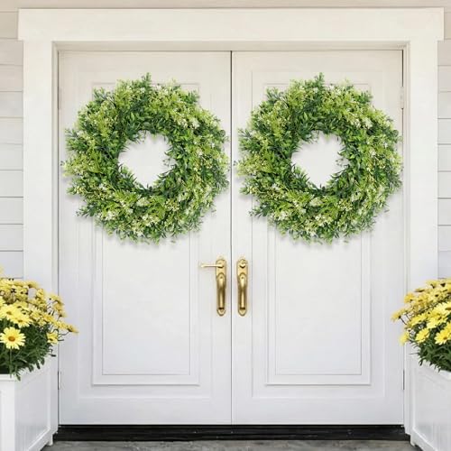 JDKPK 28 Inch Large Eucalyptus Wreaths for Front Door Artificial Green Leaves Greenery Indoor Outdoor Wreath Home Decor Porch Window Wall Farmhouse Door Decorations Spring Summer Fall All Seasons - Image 2