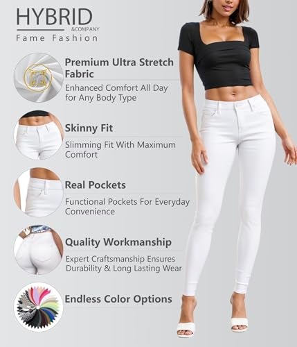 Hybrid & Company Womens Hyper Ultra Stretch Comfy Skinny Leg Work Casual Pants P44876SK White XL - Image 2