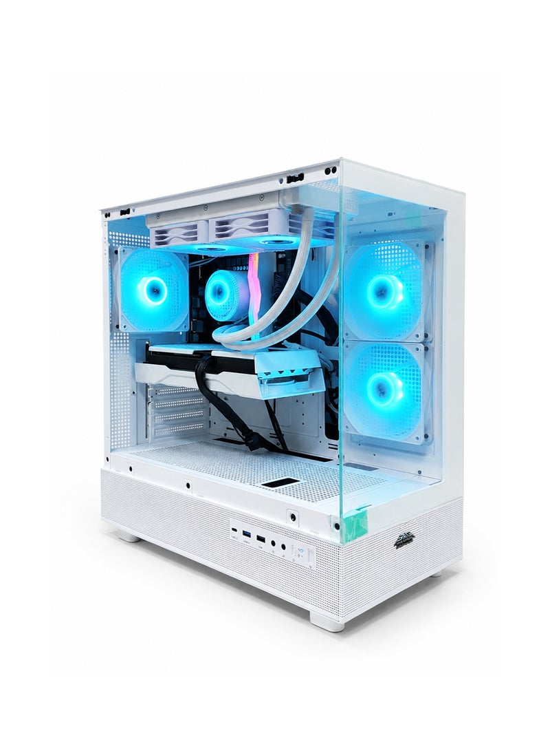 عرب جيمرز مجموعة ألعاب كمبيوتر متكاملة RGB - معالج Intel Core i7-12700F، بطاقة رسومات NVIDIA RTX 5060 8GB، ذاكرة وصول عشوائي 16 جيجابايت، قرص NVMe SSD سعة 1 تيرابايت، شاشة FHD 24 بوصة، لوحة مفاتيح وماوس وسماعة رأس، أبيض - Image 2