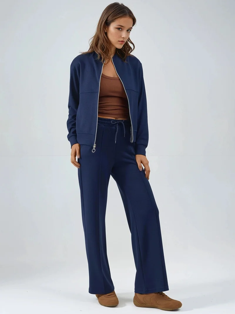 HICCUP Modal Touch Zippered Sweatshirt & Ribbed Pants Co-ord Set Bersan Collection