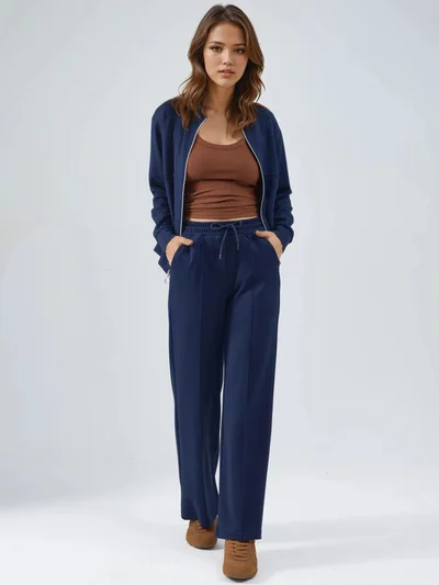HICCUP Modal Touch Zippered Sweatshirt & Ribbed Pants Co-ord Set Bersan Collection