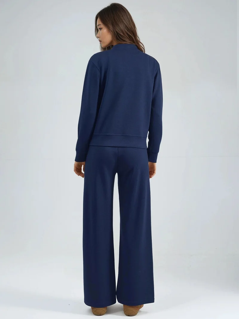 HICCUP Modal Touch Zippered Sweatshirt & Ribbed Pants Co-ord Set Bersan Collection