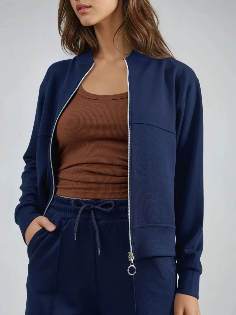 HICCUP Modal Touch Zippered Sweatshirt & Ribbed Pants Co-ord Set Bersan Collection