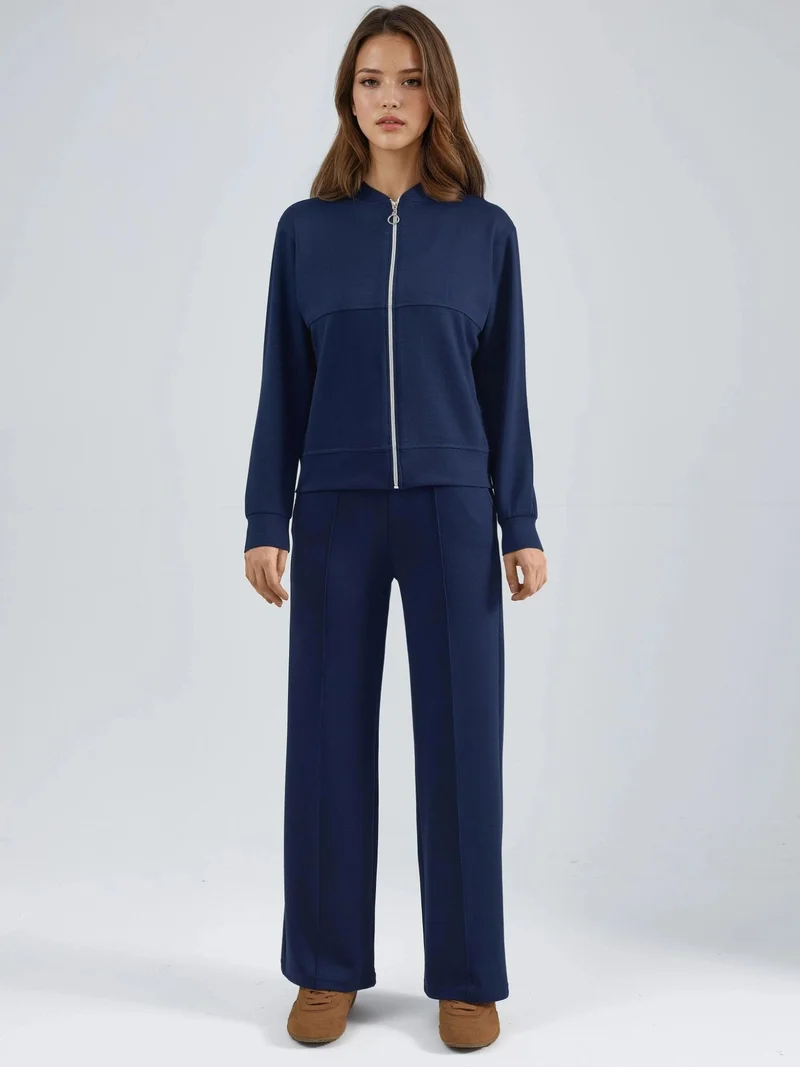 HICCUP Modal Touch Zippered Sweatshirt & Ribbed Pants Co-ord Set Bersan Collection