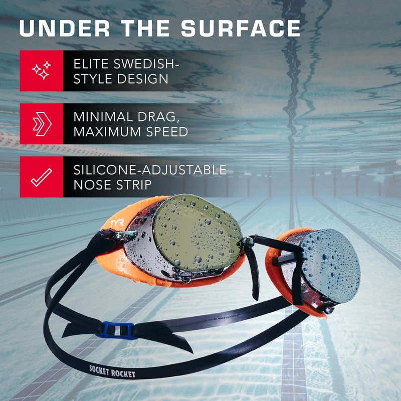 TYR Socket Rockets 2.0 Racing Metallized Swim Goggles - Metallic Fire - Image 4