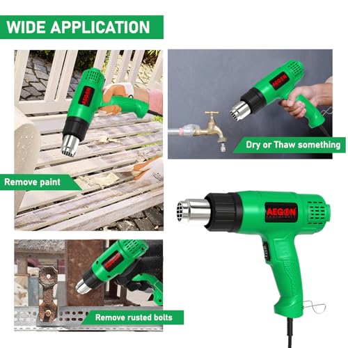 AEGON AHG-2500 2000W Professional Heat Gun – Dual Adjustable Temp 190°C-700°C, 2-Speed Airflow (250-550 L/min) | Ideal for DIY, Shrink Wrapping, Packing & Paint Removal - Image 5