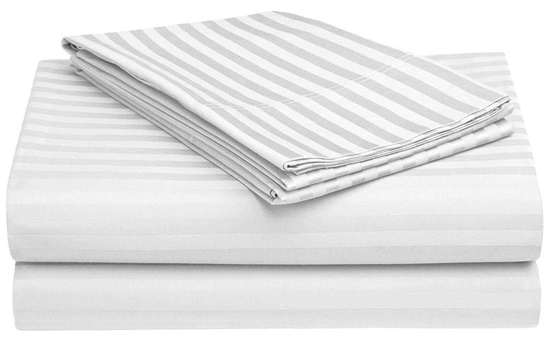 Castiqa Premium Glace Cotton Satin King Size Stripes Pattern Quilt CoverDuvet CoverRajai CoverBlanket Cover with Zipper Closure King Size 90x100 inch White - Image 3