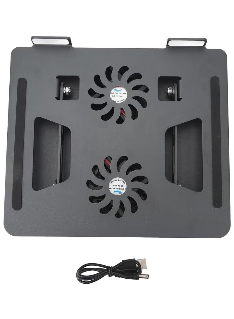 Gulf Trend 360° Rotatable Laptop Stand with Cooling Fans – Adjustable Aluminum Notebook Riser Holder for Desk, Office, or Home Use – Ergonomic Computer Stand for 11” to 17.3” Laptops – Anti-Slip Design with Heat Ventilation & Foldable Structure – Sleek Black Finish - Image 2