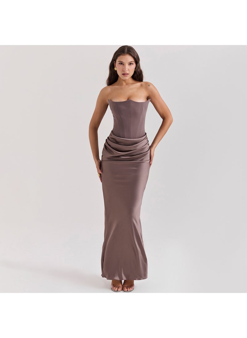 Herringbone Strapless Backpack Hip Dress