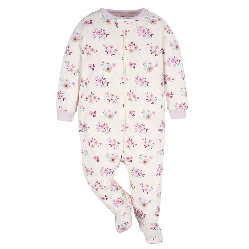 Gerber Baby Girls 4 Pack 'N Play Footie And Toddler Sleepers, Lavender Garden, 3-6 Months US - Image 4