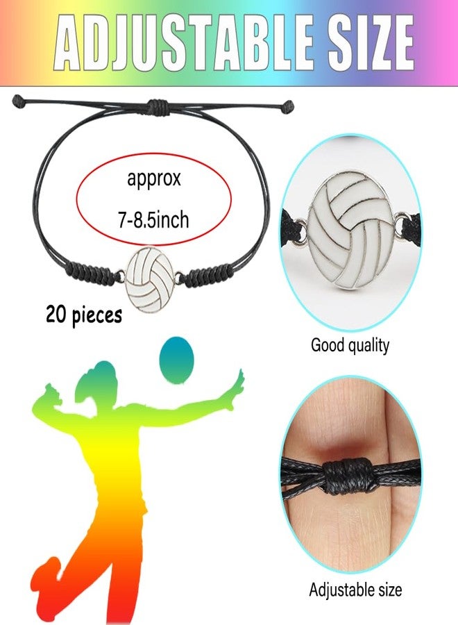 weryerker 20pcs Volleyball Charm Bracelet, Adjustable Length Handmade Sport Jewelry Gift for Players, Team Gifts, Coaches (Multicolor) - Image 2