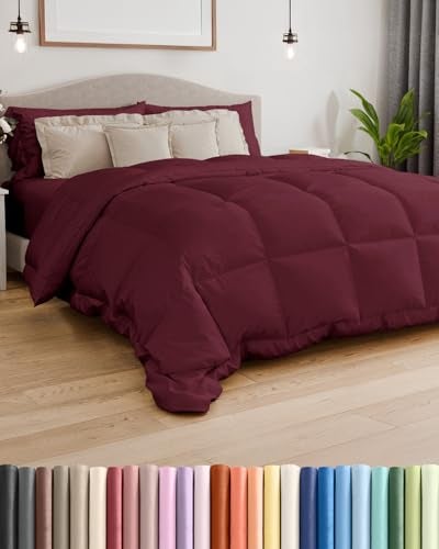 CGK Unlimited Full Size Burgundy Alternative Down Comforter Warm Lightweight Breathable Hotel Quality Bedding Set for Men Women Kids Teens All Season Oversized Cooling Microfiber Duvet Insert Comforter - Image 1