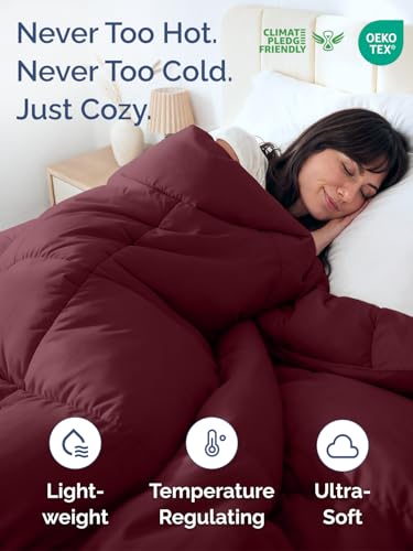 CGK Unlimited Full Size Burgundy Alternative Down Comforter Warm Lightweight Breathable Hotel Quality Bedding Set for Men Women Kids Teens All Season Oversized Cooling Microfiber Duvet Insert Comforter - Image 3