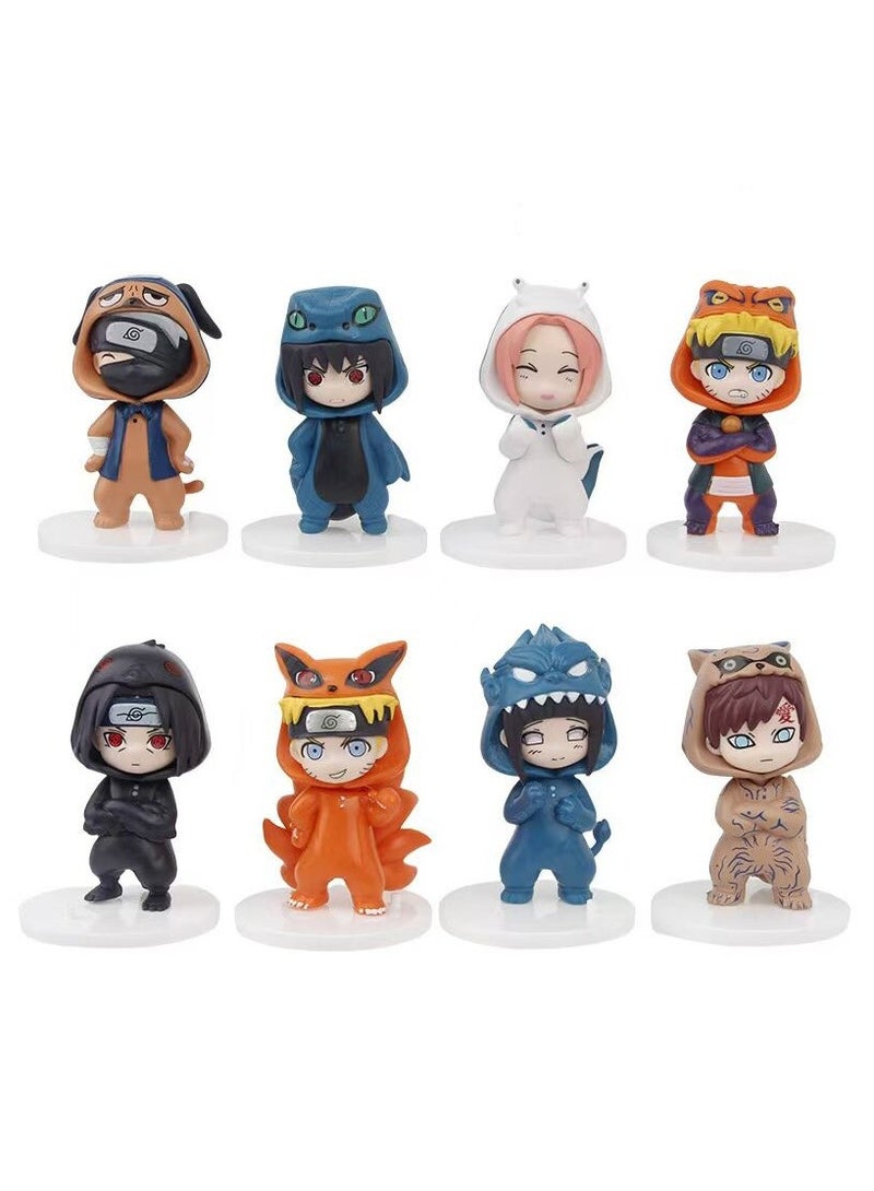 عام مجموعة من 8 قطع تتكون من مجسمات ناروتو ذات القدرات النفسية. تتضمن هذه المجموعة دمى من ناروتو في أزياء حيوانات الذيل، وهي يمكن استخدامها كشكلات للزخارف أو زخارف للسيارات أو زخارف للكعكات أو إكسسوارات تزيين. - Image 1