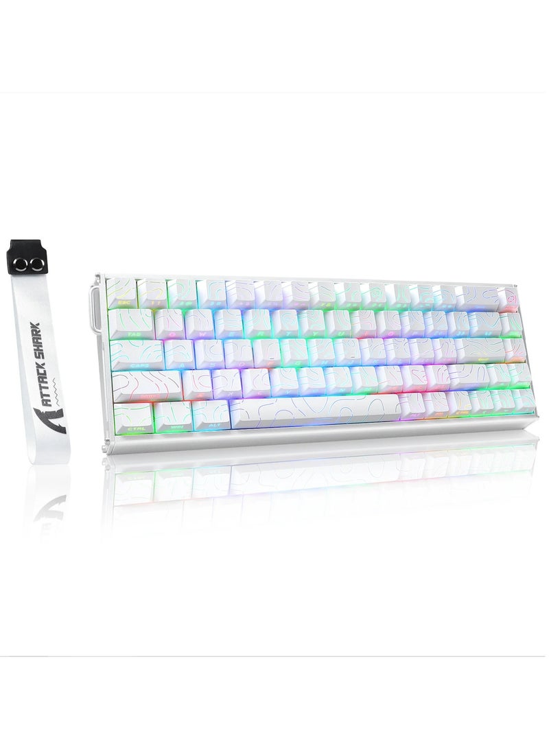 هجوم القرش لوحة مفاتيح الألعاب الميكانيكية X68MAX السلكية سريعة التشغيل TKL RGB الكريمية مع CNC من الألومنيوم بالكامل، استطلاع 8K، دقة 0.005 مم، مفتاح مغناطيسي بتأثير هول، NKRO، برنامج تشغيل للكمبيوتر الشخصي (محيط أبيض) - Image 1