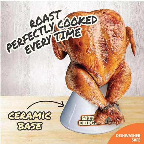 Cook's Choice Sittin' Chicken Ceramic Beer Can Steamer & Roaster-Easily Infuse Marinade & Sauce Flavors Into Your Meat- Wide Ceramic Base for Oven or Grill Use- Durable & Reusable for Thanksgiving & Holiday Parties - Image 5
