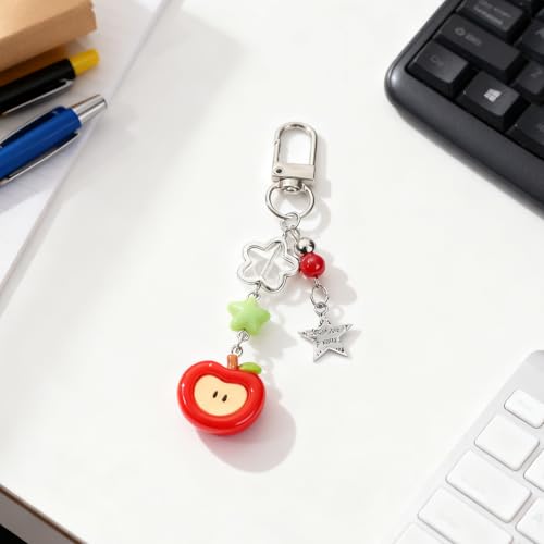 XFSAFDM 2PCS Cute Keychain, Fashionable Bag Charm, Aesthetic Keychains for Teen Girls and Women, Red and Green Apple Phone Charms, Lightweight Resin Key Chain Accessories - Image 4