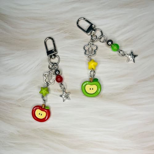 XFSAFDM 2PCS Cute Keychain, Fashionable Bag Charm, Aesthetic Keychains for Teen Girls and Women, Red and Green Apple Phone Charms, Lightweight Resin Key Chain Accessories - Image 5