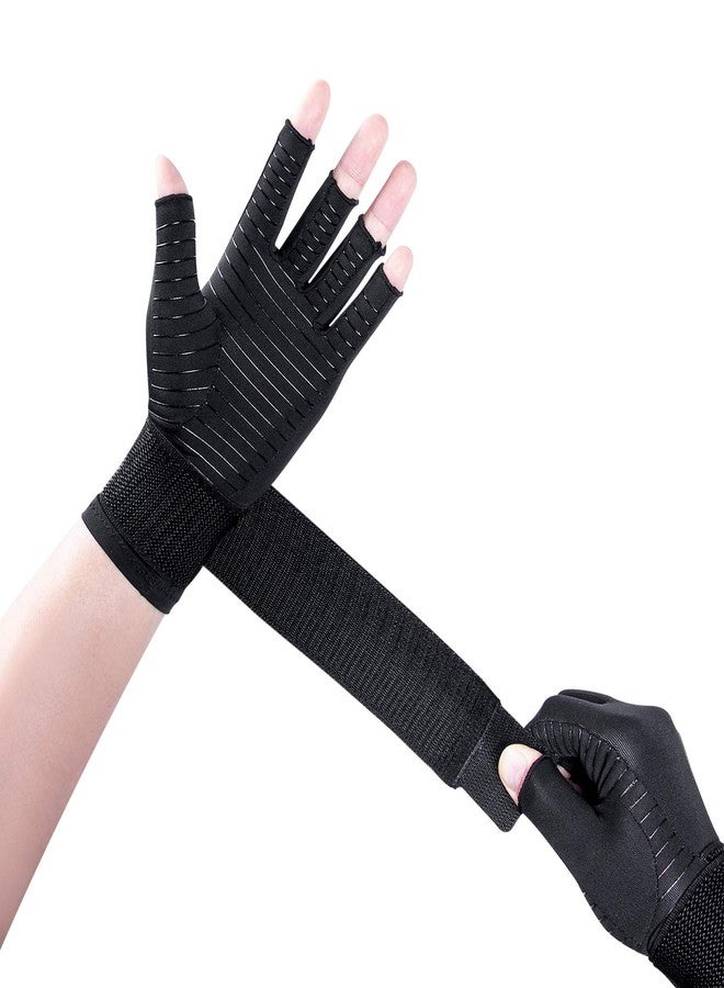 THX4COPPER Compression Arthritis Gloves with Strap, Carpal Tunnel,Support - Image 1