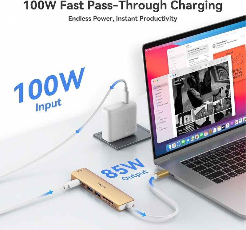 Mokin USB C Hub HDMI Adapter for MacBook Pro/Air, 7 in 1 USB C Dongle with HDMI, SD/TF Card Reader, USB C Data Port,100W PD, and 2 USB 3.0 Compatible for MacBook Pro/Air, Dell XPS, Lenovo Thinkpad. - Image 4