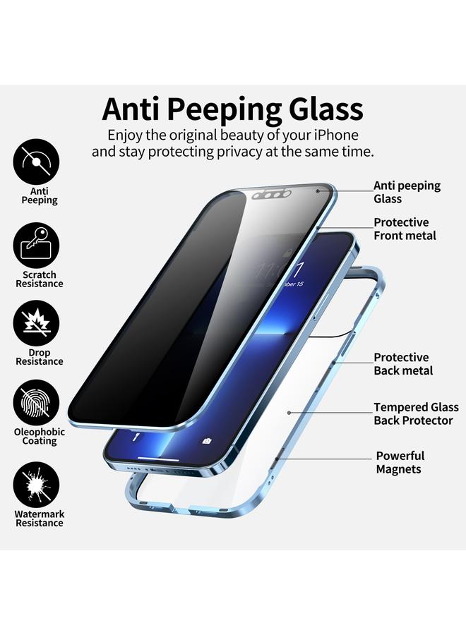 اس-توب جراب لهاتف iPhone 13 mini مضاد للتجسس بإطار معدني مغناطيسي وغطاء هاتف من الزجاج المقوى مزدوج الجوانب - Image 4