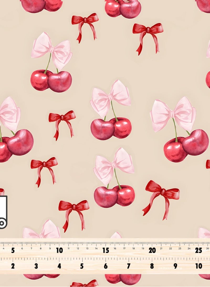 Vellato Al Lail Aramny Silk Fabric By The Yard Red Pink Cherry Bow Pattern Jalabiya Makhweer Dressmaking 58 Inches Width - Image 4