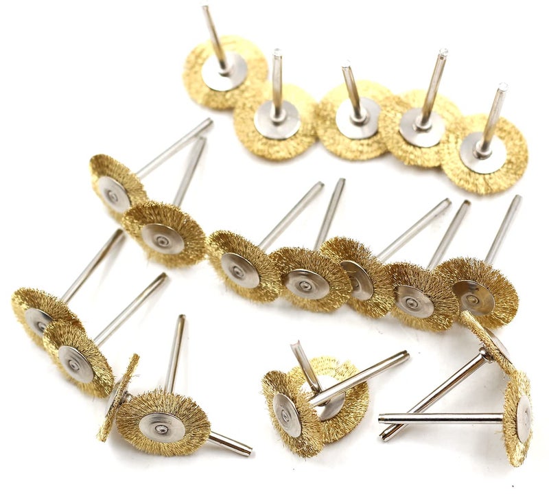 Preamer 20pcs Dia 25mm Rotary Tool Brass Wheel Wire Brush Set - Fits Dremel,1/8" Shank,Clean, Polish, Prep - Image 2