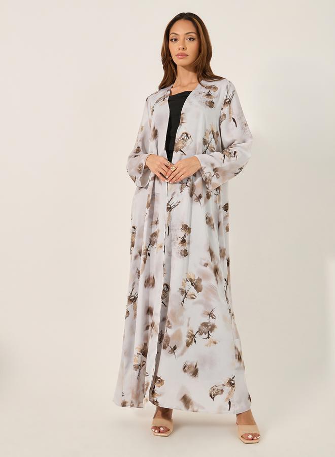 Styli Floral Print Abaya with Printed Scarf - Image 1