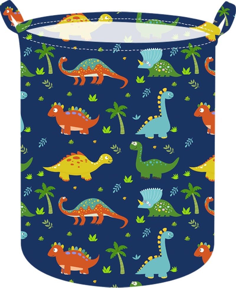 ACMUUNI 197 Inch Dinosaur Round Kids Laundry Clothes Hamper Dino Laundry Basket with HandlesBaby Toys Storage Organizer Bins Laundry Gift Basket for Boys and Girls Room Bedroom Decor - Image 1