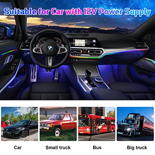 Amki Acrylic Interior Car LED Strip Light RGB Dreamcolor 10 in1 with Wireless APP, 175 inches 593 LED 16 Million Color Fiber Optic Automotive Ambient Light Kits Music Sync Sound Activated Car Neon Lights - Image 3