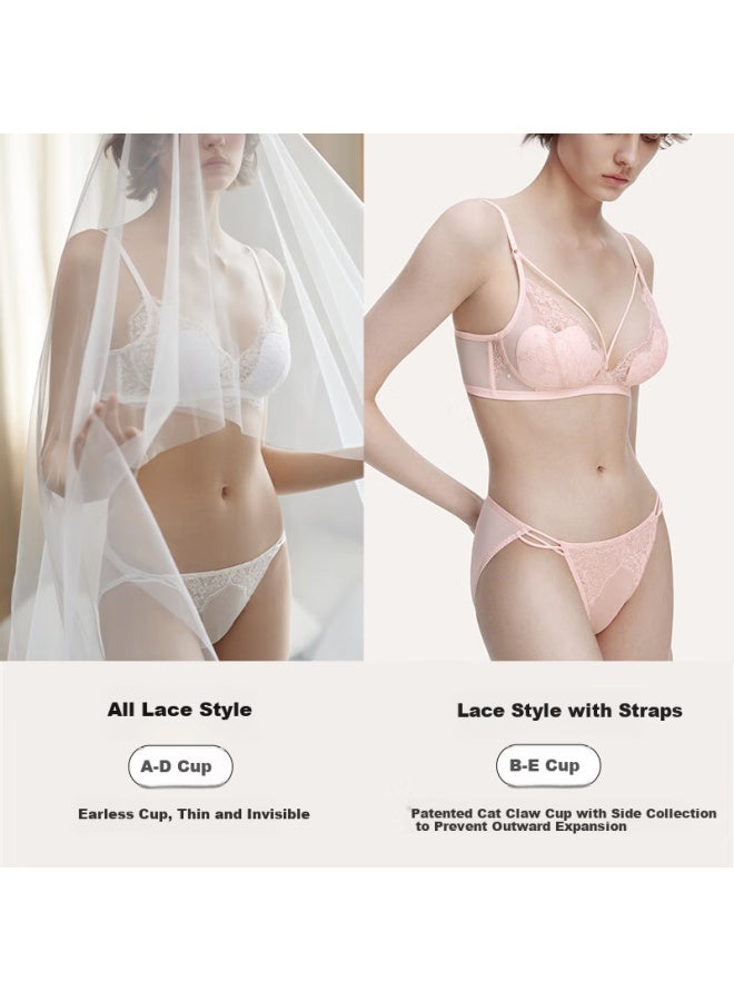Ubras Yushuxin Same Style Lace Sheer Cat Claw Cup Push-up Bra Without Steel Ring Back Hook Bra Moon Rock Xl+ - Image 3