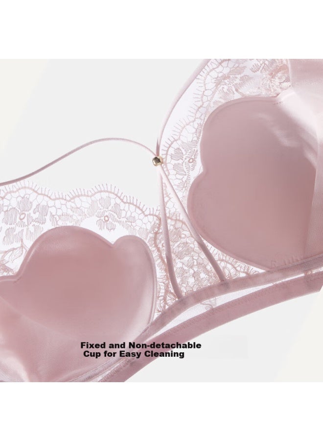 Ubras Yushuxin Same Style Lace Sheer Cat Claw Cup Push-up Bra Without Steel Ring Back Hook Bra Moon Rock Xl+ - Image 4