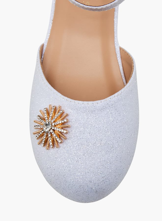 جونيورز حذاء باليرينا مزين للبنات بإغلاق بشريط لاصق - Image 4