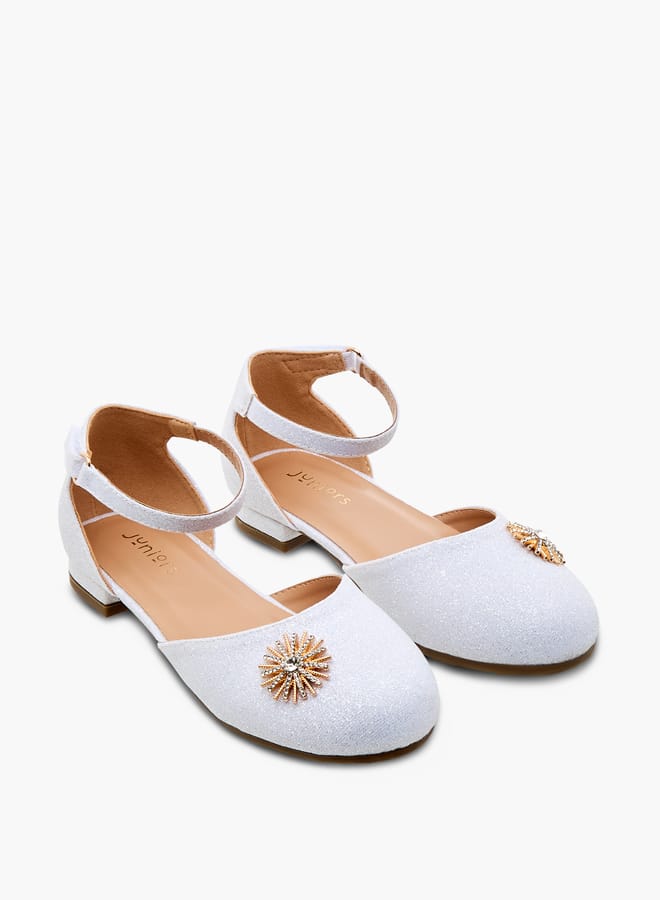 جونيورز حذاء باليرينا مزين للبنات بإغلاق بشريط لاصق - Image 3