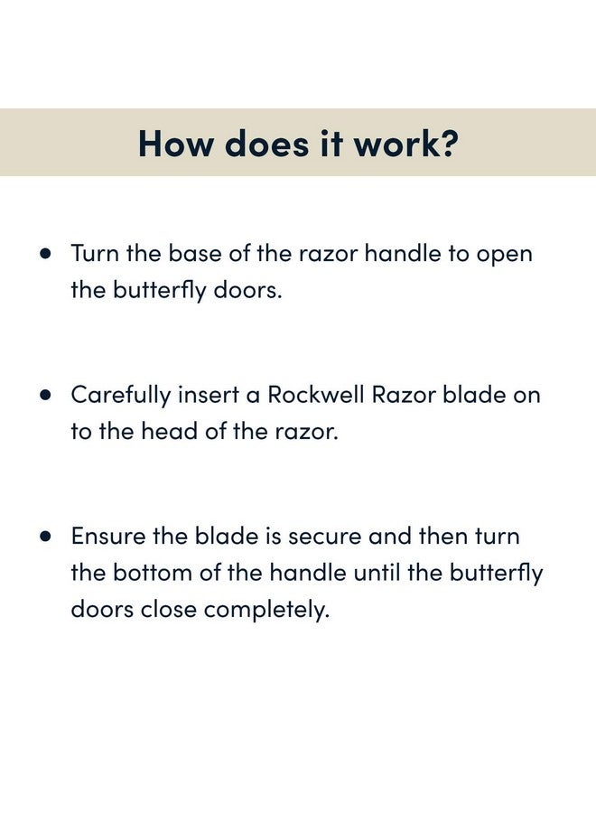 روكويل رايزورز ماكينة حلاقة آمنة R1 بحافة مزدوجة باللون الأبيض الكروم الفراشة المفتوحة + 5 شفرات حلاقة سويدية من الفولاذ المقاوم للصدأ - Image 4