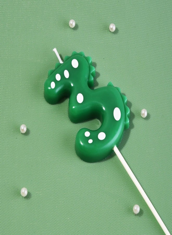 PHD CAKE 2.76 Inch Green Dinosaur 3 Number Birthday Candles, Dinosaur Number Candles, Cake Number Candles, Party Celebration - Image 2