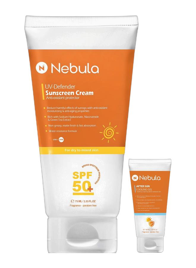 Nebula UV-Defender Sunscreen Cream 75ml & Nebula After Sun Cooling Gel 100ml Bundle - Image 1